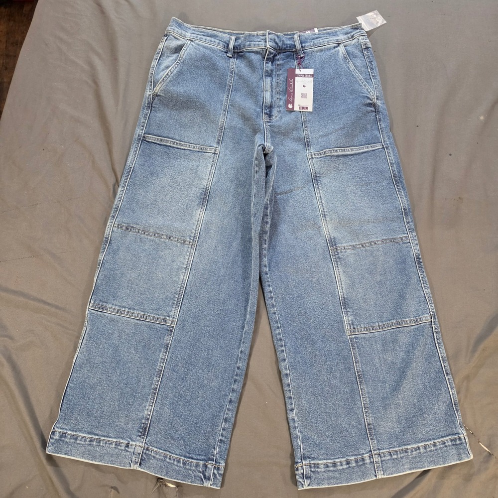 Wide Leg Cropped Jeans 16 Women Baggy Skater Trouser Y2K Retro Gloria Vanderbilt